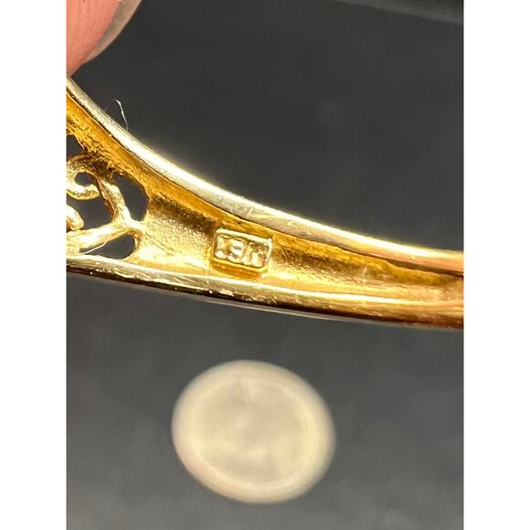 Vintage 14K Gold Aquamarine Solitaire Ring Filigree Statement Size 7 - Picture 13 of 16